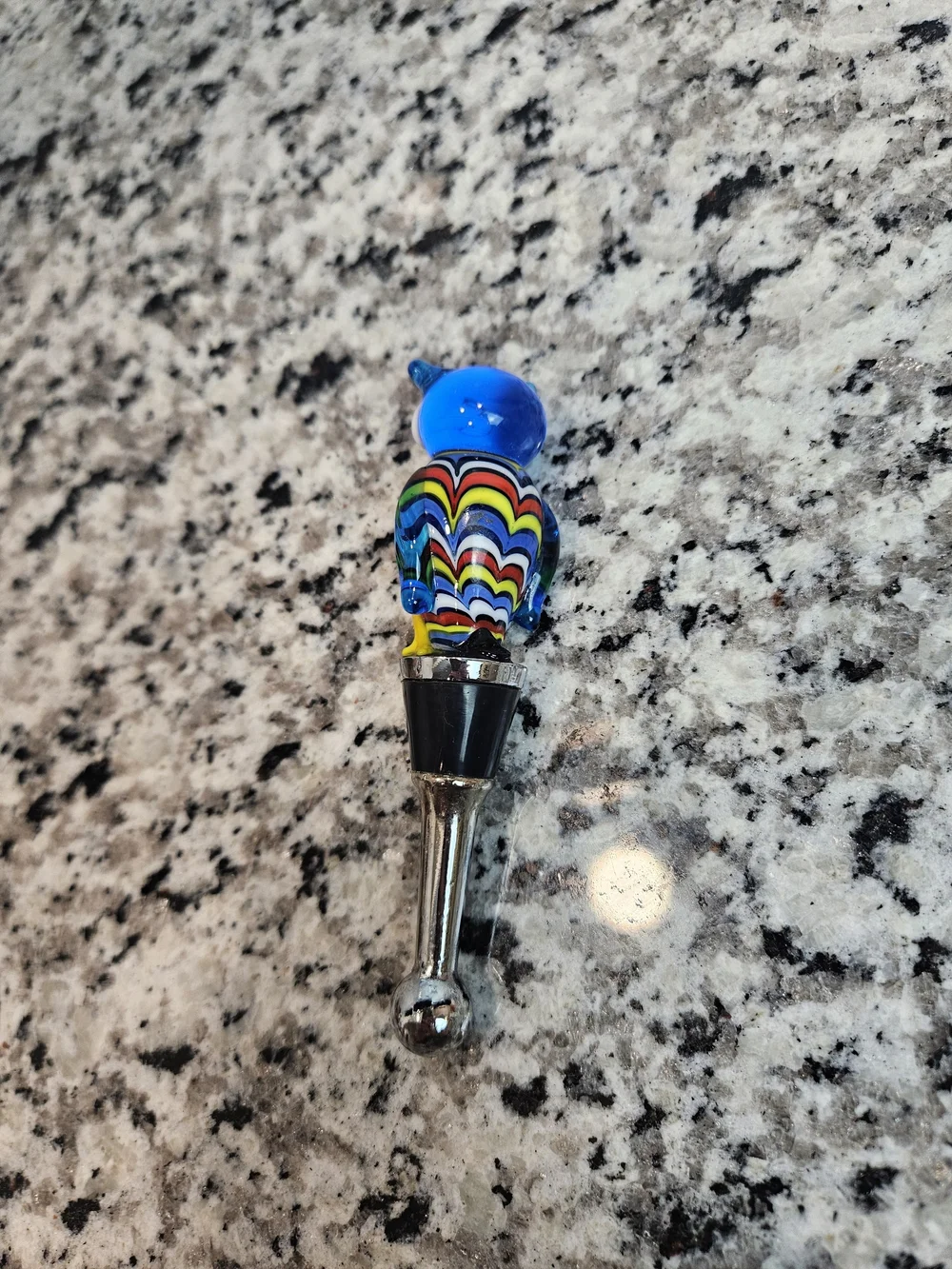 Colorful Murano Style Glass Owl Wine Stopper - Multi-Color